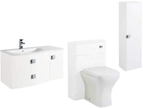 HR Sarenna Bathroom Furniture Pack 5 (LH, White)
