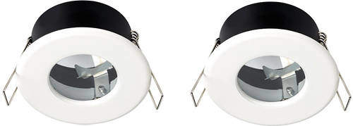 Hudson Reed Lighting 2 x Shower Spot Lights & Warm White LED Lamps (White).