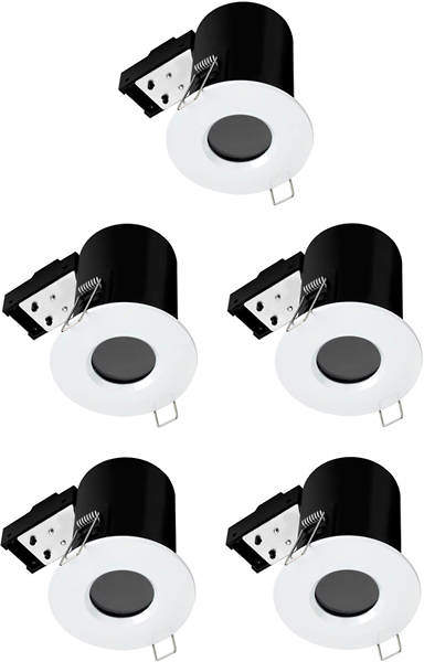 Hudson Reed Lighting 5 x Fire & Acoustic Spot Light & W White LED Lamps (White)