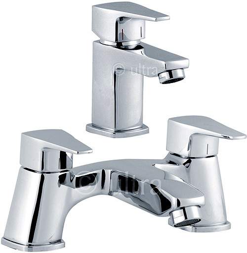 Ultra Series 130 Basin Mixer & Bath Filler Tap Set (Chrome).