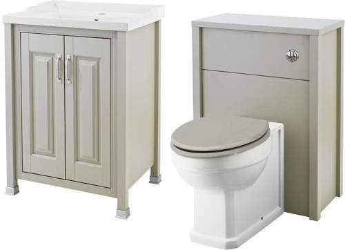 Old London Furniture 600mm Vanity & 600mm WC Unit Pack (Stone Grey).