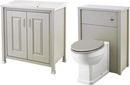 Old London Furniture 800mm Vanity & 600mm WC Unit Pack (Stone Grey).