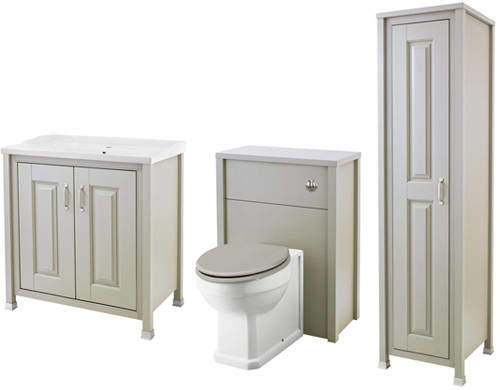 Old London Furniture 800mm Vanity, 600mm WC & Tall Unit (Stone Grey).