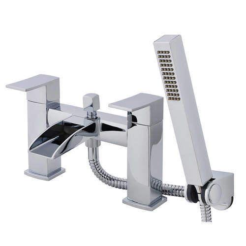 Nuie Moat Waterfall Bath Shower Mixer Tap With Kit (Chrome).