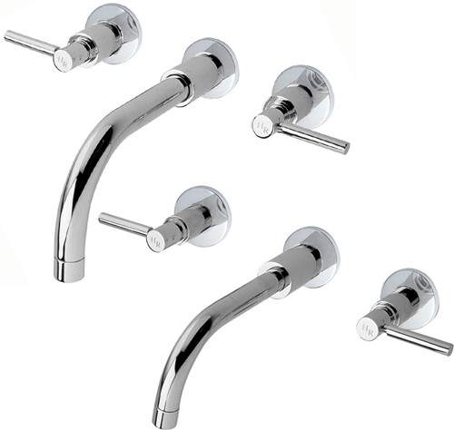 Hudson Reed Tec Wall Mounted Basin & Bath Tap Set (Chrome).