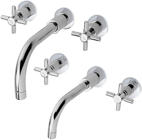 Hudson Reed Tec Wall Mounted Basin & Bath Tap Set (Chrome).