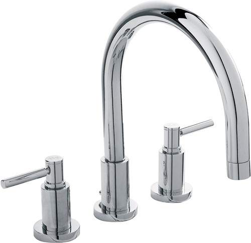 Hudson Reed Tec 3 Tap Hole Bath Tap With Large Spout & Lever Handles.