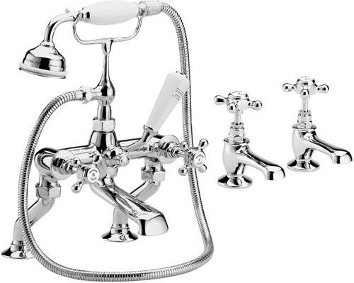 Hudson Reed Topaz Basin Taps & Bath Shower Mixer Tap Set (Free Shower Kit).