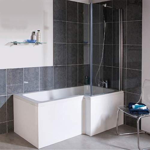Ultra Baths Shower Bath With Panel & Screen. (Right Handed) 850x1700mm.
