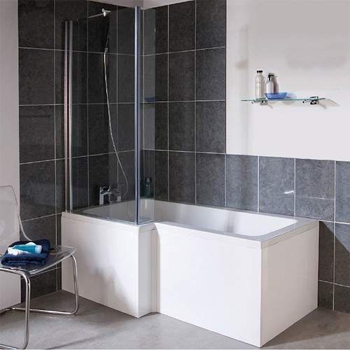Ultra Baths Shower Bath With Panel & Screen. (Left Handed) 850x1500mm.