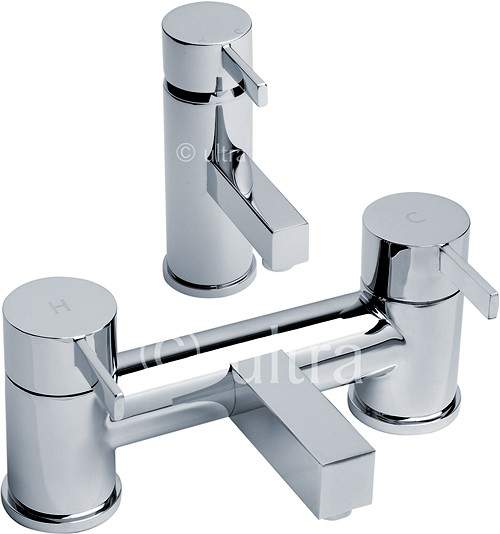 Ultra Venture Basin Mixer & Bath Filler Tap Set (Chrome).