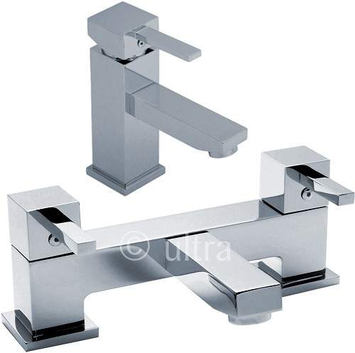 Ultra Volt Basin Mixer & Bath Filler Tap Set (Chrome).