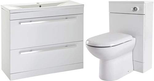 Premier Eden 1000mm Vanity Unit Suite With BTW Unit, Pan & Seat (White).