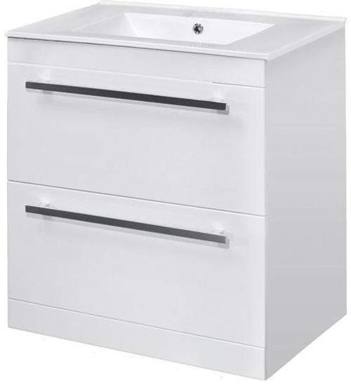 Premier Cardinal Vanity Unit With Door & Drawer & Basin (White). 1000x800.