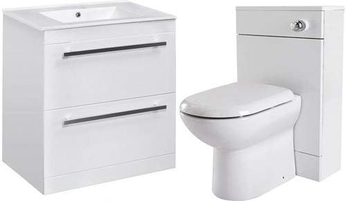 Premier Cardinal 600mm Vanity Unit Suite With BTW Unit, Pan & Seat (White).