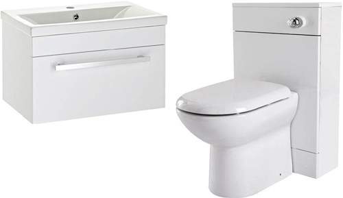 Premier Eden 600mm Vanity Unit Suite With BTW Unit, Pan & Seat (White).