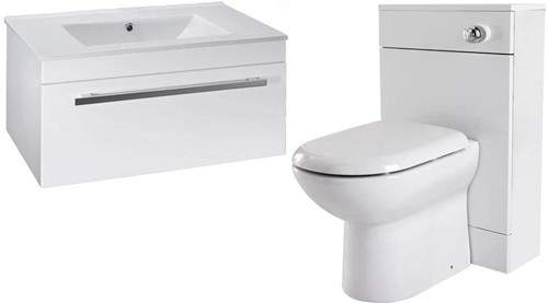 Premier Cardinal 1000mm Vanity Unit Suite With BTW Unit, Pan & Seat (White).