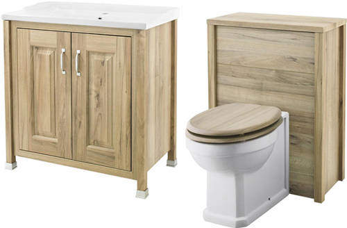 Old London Furniture 800mm Vanity & 600mm WC Unit Pack (Walnut).