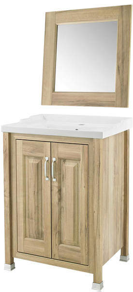 Old London Furniture 600mm Vanity & 600mm Mirror Pack (Walnut).