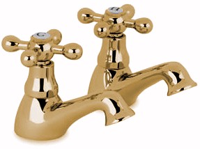 Viscount Luxury Basin Taps (Pair, Gold)