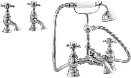 Ultra York Basin & Bath Shower Mixer Tap Pack (Chrome).