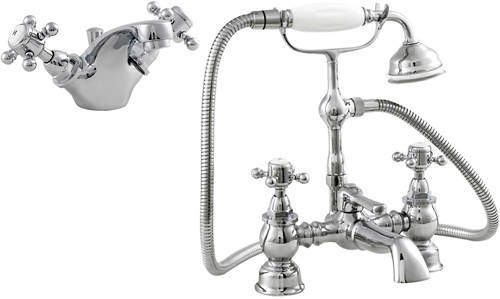 Ultra York Mono Basin & Bath Shower Mixer Tap Pack (Chrome).