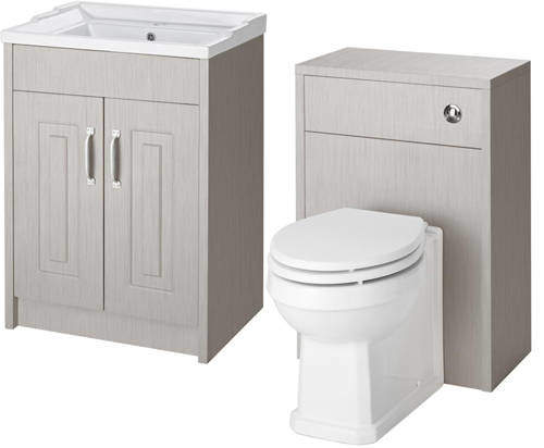 Old London York 600mm Vanity Unit & 500mm WC Unit Pack (Grey).