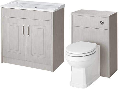 Old London York 800mm Vanity Unit & 500mm WC Unit Pack (Grey).