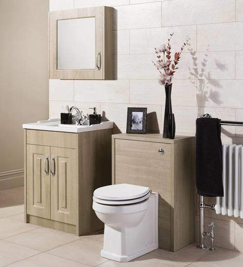 Old London York 600mm Vanity, 500mm WC Unit & Mirror Cabinet Pack (Oak).