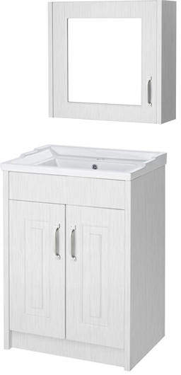 Old London York 600mm Vanity Unit & Mirror Cabinet Pack (White).