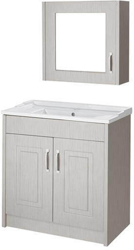 Old London York 800mm Vanity Unit & Mirror Cabinet Pack (Grey).