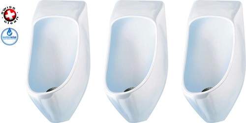 Waterless Urinal 3 x Eco Urinal With Trap & ActiveCube (Polycarbonate).