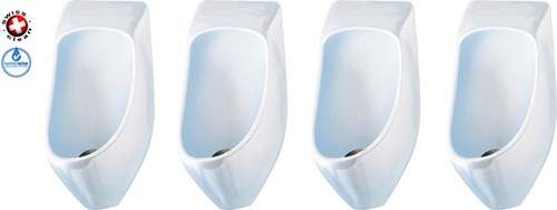 Waterless Urinal 4 x Eco Urinal With Trap & ActiveCube (Polycarbonate).