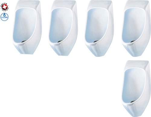 Waterless Urinal 5 x Eco Urinal With Trap & ActiveCube (Polycarbonate).
