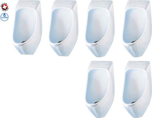Waterless Urinal 6 x Eco Urinal With Trap & ActiveCube (Polycarbonate).