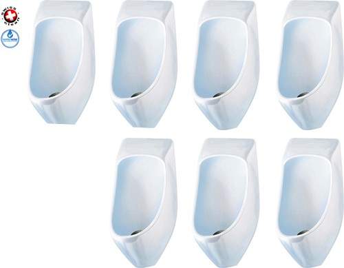Waterless Urinal 7 x Eco Urinal With Trap & ActiveCube (Polycarbonate).