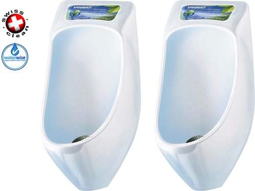 Waterless Urinal 2 x Eco Plus Urinal With Trap & ActiveCube (Polycarbonate).