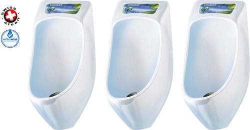 Waterless Urinal 3 x Eco Plus Urinal With Trap & ActiveCube (Polycarbonate).