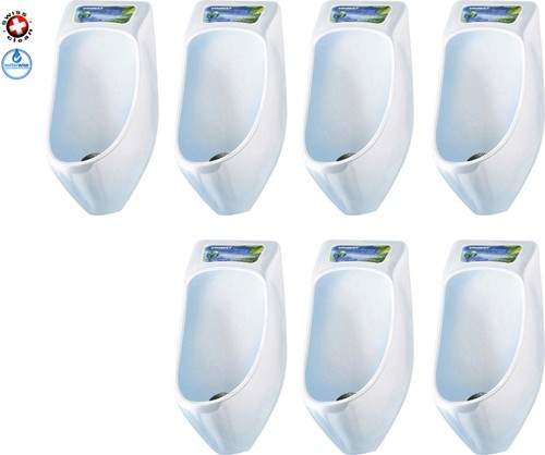 Waterless Urinal 7 x Eco Plus Urinal With Trap & ActiveCube (Polycarbonate).