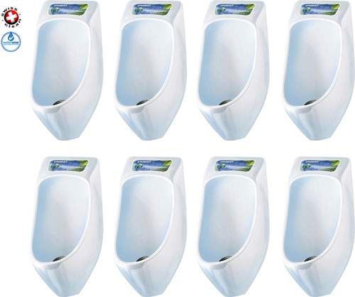 Waterless Urinal 8 x Eco Plus Urinal With Trap & ActiveCube (Polycarbonate).