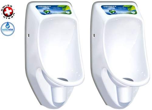 Waterless Urinal 2 x Compact Plus Urinal, Trap & ActiveCube (Polycarbonate).