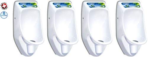 Waterless Urinal 4 x Compact Plus Urinal, Trap & ActiveCube (Polycarbonate).