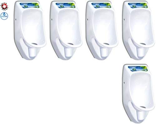 Waterless Urinal 5 x Compact Plus Urinal, Trap & ActiveCube (Polycarbonate).