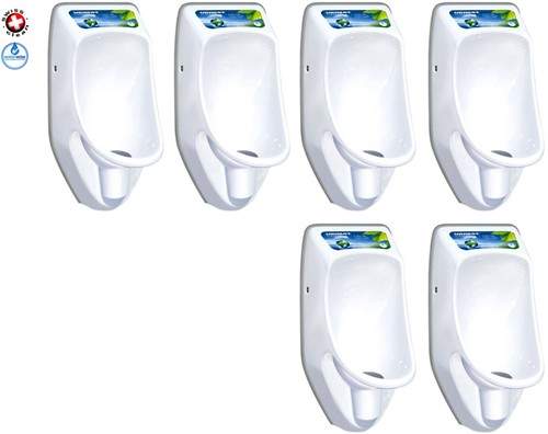 Waterless Urinal 6 x Compact Plus Urinal, Trap & ActiveCube (Polycarbonate).