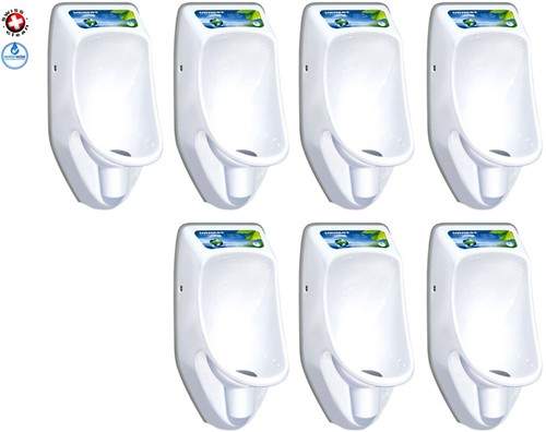 Waterless Urinal 7 x Compact Plus Urinal, Trap & ActiveCube (Polycarbonate).