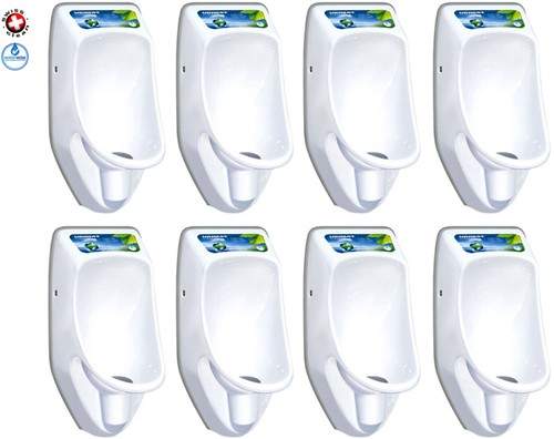 Waterless Urinal 8 x Compact Plus Urinal, Trap & ActiveCube (Polycarbonate).