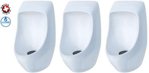 Waterless Urinal 3 x Ceramic Urinal With Trap & ActiveCube.