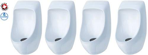 Waterless Urinal 4 x Ceramic Urinal With Trap & ActiveCube.