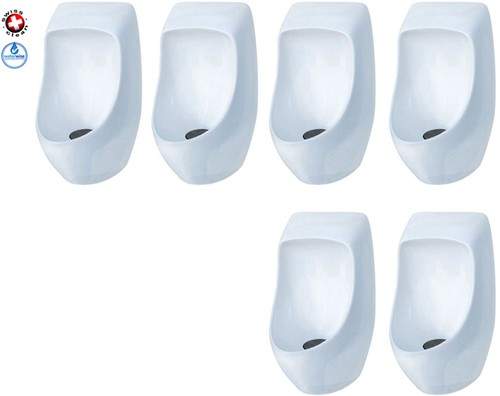 Waterless Urinal 6 x Ceramic Urinal With Trap & ActiveCube.