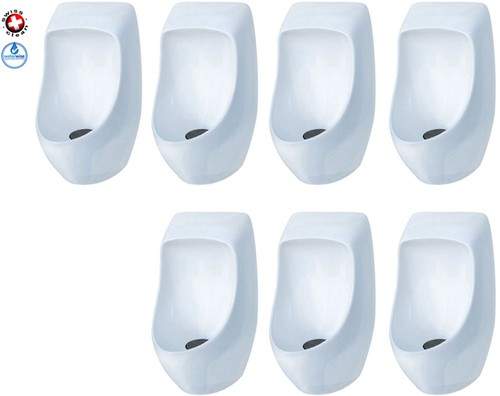 Waterless Urinal 7 x Ceramic Urinal With Trap & ActiveCube.